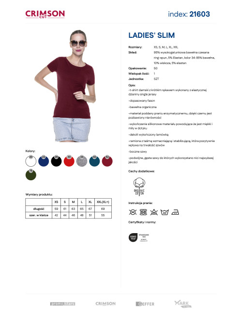 CRIMSON CUT LADIES` SLIM Damen-T-Shirt CHESTNONE mit aufgesticktem Logo