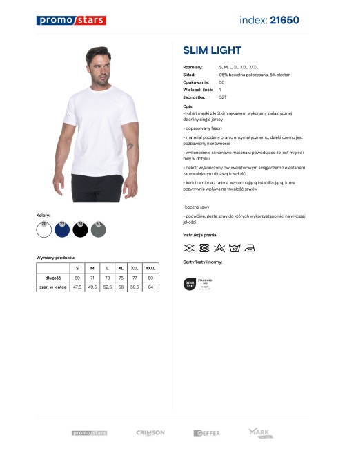 Herren T-Shirt Promostars Slim Light Weiß