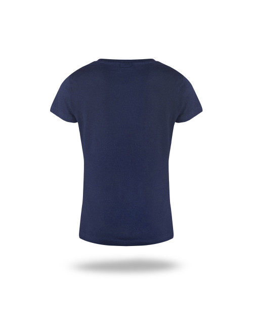 CRIMSON CUT LADIES` SLIM Damen-T-SHIRT HELL MARINEBLAU DTG-Sticklogo