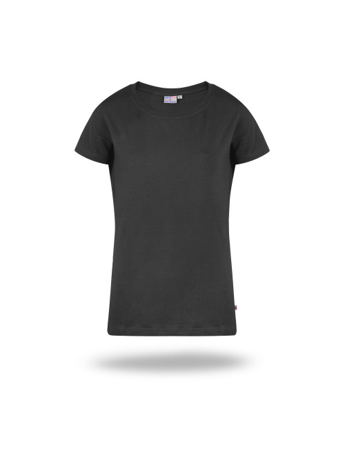 CRIMSON CUT LADIES` SLIM Damen-T-SHIRT HELLSCHWARZ mit aufgesticktem Logo