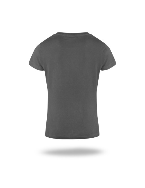 CRIMSON CUT LADIES` SLIM Damen-T-SHIRT HELLGRAU mit aufgesticktem Logo