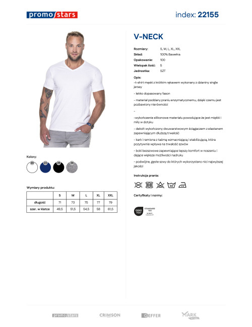 Herren T-Shirt V-Neck Weiß Promostars