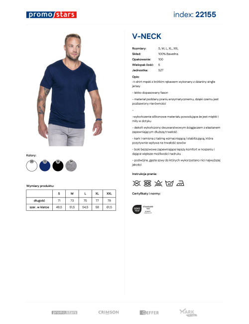Promostars V-NECK KOSZULKA Męska nadruk DTG haft sitodruk logo firm