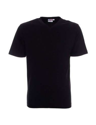 Promostars V-NECK T-SHIRT Men`s BLACK print embroidery logo silkscreen
