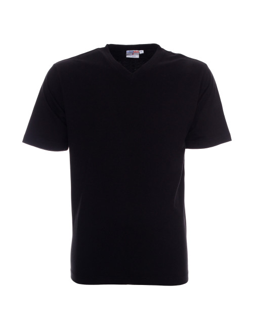 Promostars V-NECK T-SHIRT Men`s BLACK print embroidery logo silkscreen