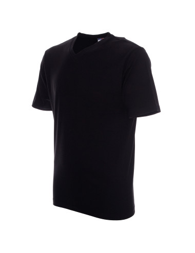 Promostars V-NECK KOSZULKA Męska CZARNY nadruk haft logo sitodruk