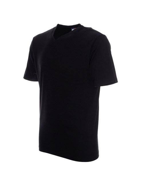 Promostars V-NECK T-SHIRT Men`s BLACK print embroidery logo silkscreen