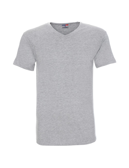 Promostars V-AUSSCHNITT HERREN-T-SHIRT HELLGRAU MELANGE Siebdruck-Sticklogo