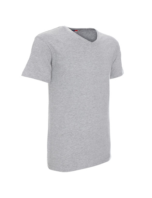 Promostars V-NECK Men`s T-SHIRT LIGHT GRAY MELANGE silkscreen embroidery logo