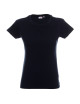 Promostars LADIES` HEAVY Damen-T-Shirt, marineblauer Aufdruck, Logo-Stickerei