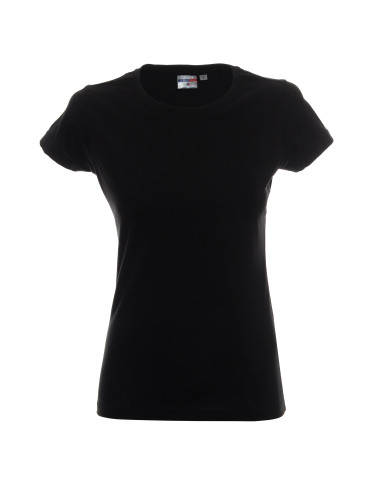 Promostars LADIES` HEAVY T-SHIRT Women`s BLACK WITHOUT LABELS logo embroidery