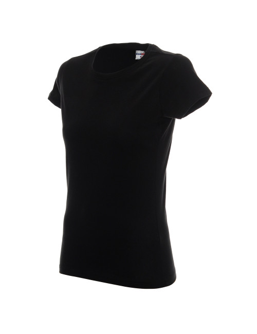 Promostars LADIES` HEAVY Damen T-SHIRT SCHWARZ OHNE LABEL-Logo-Stickerei