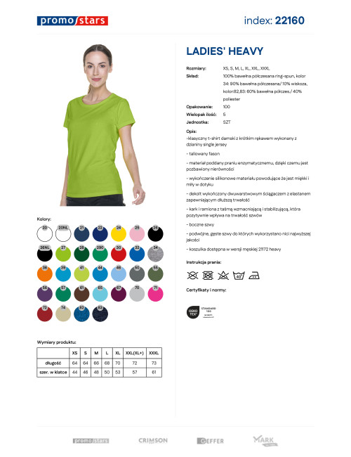 Promostars LADIES` HEAVY Damen-T-SHIRT HELLGRÜN DTG-Logodruck