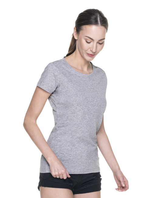 Promostars LADIES` HEAVY T-SHIRT Women`s LIGHT GRAY MELANGE embroidered logo