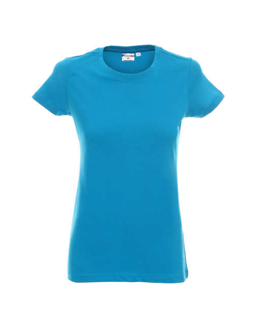 Promostars LADIES` HEAVY T-SHIRT, TÜRKIS, Stickerei, Siebdruck-Logo