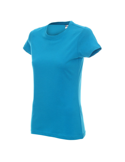 Promostars LADIES` HEAVY T-SHIRT, TÜRKIS, Stickerei, Siebdruck-Logo
