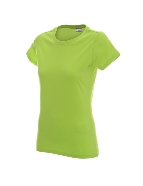 Promostars LADIES` HEAVY Damen-T-SHIRT, LIME-Aufdruck, Logo-Stickerei