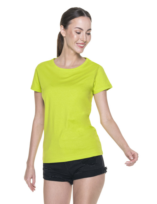 Promostars LADIES` HEAVY Damen-T-SHIRT, LIME-Aufdruck, Logo-Stickerei
