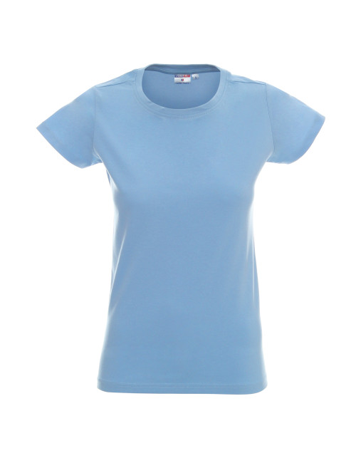 Promostars LADIES` HEAVY Damen-T-Shirt, blaue Stickerei, Logo-Aufdruck