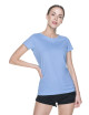 Promostars LADIES` HEAVY Damen-T-Shirt, blaue Stickerei, Logo-Aufdruck