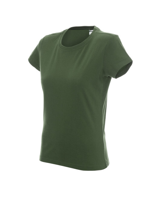 Promostars LADIES' HEAVY KOSZULKA Damska KHAKI nadruk DTF logo haft