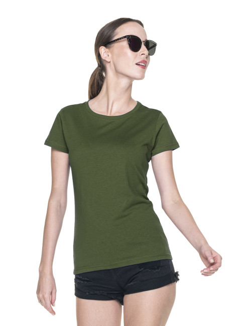 Promostars LADIES` HEAVY Damen-T-SHIRT KHAKI DTF-Druck-Logo-Stickerei
