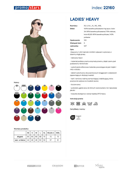 Promostars LADIES` HEAVY Damen-T-SHIRT KHAKI DTF-Druck-Logo-Stickerei
