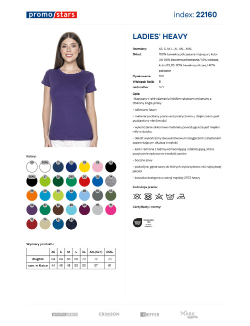Promostars LADIES` HEAVY Damen-T-Shirt, Dunkellila, Stickdruck
