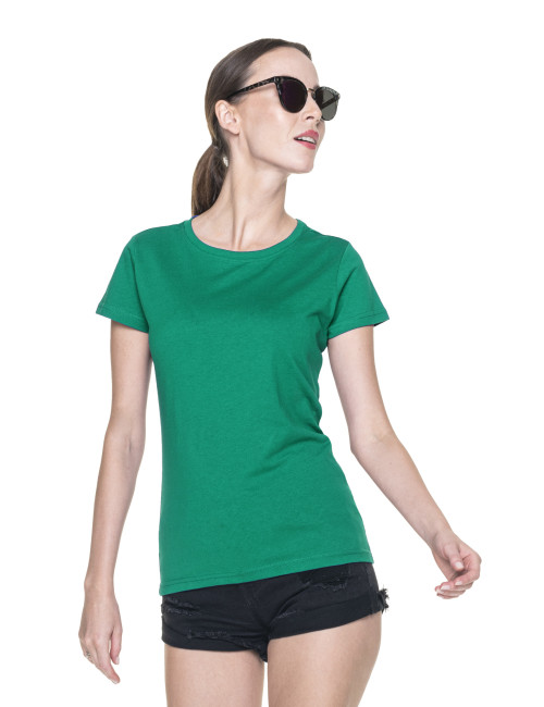 Promostars LADIES` HEAVY T-SHIRT Women`s GREEN screenprint logo