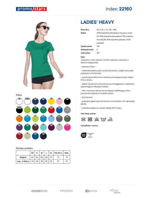 Promostars LADIES` HEAVY T-SHIRT Women`s GREEN screenprint logo
