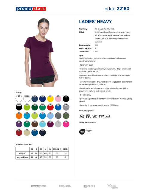 Promostars LADIES` HEAVY Damen T-SHIRT BURGUNDY Print Stickerei Siebdruck
