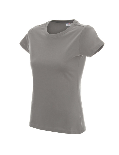 Promostars LADIES` HEAVY Damen-T-SHIRT, HELLGRAU, Stickerei, Siebdruck