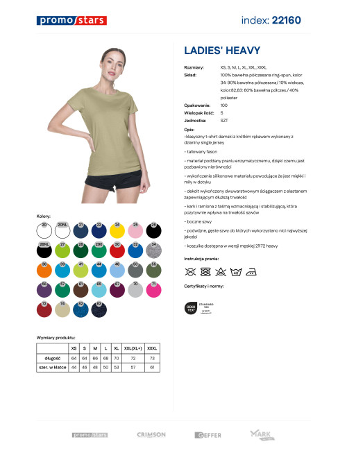 Promostars LADIES` HEAVY Damen T-SHIRT BEIGE Stickerei Siebdruck
