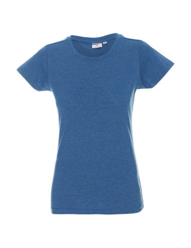 Promostars LADIES` HEAVY T-SHIRT Women`s BLUE MELANGE embroidery print