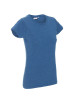 Promostars LADIES` HEAVY Damen T-SHIRT, BLAU MELANGE, Stickdruck