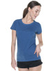 Promostars LADIES` HEAVY Damen T-SHIRT, BLAU MELANGE, Stickdruck
