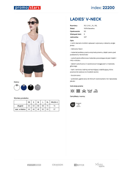 Damen T-Shirt Promostars Ladies' V-Neck Weiß