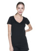 Promostars LADIES' V-NECK KOSZULKA Damska CZARNY nadruk DTG logo haft