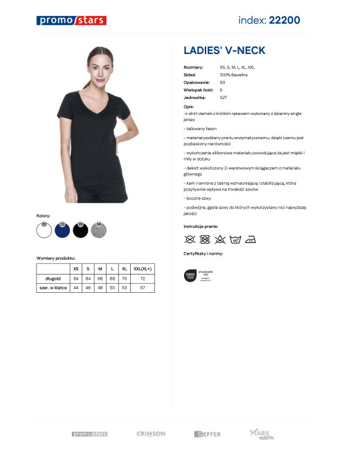 Promostars LADIES` V-AUSSCHNITT Damen-T-SHIRT SCHWARZ DTG-Druck-Logo-Stickerei