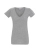 Promostars LADIES` V-NECK T-SHIRT Women`s LIGHT GRAY MELANGE print embroidery