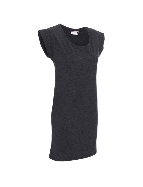 CRIMSON CUT LONGER Damen T-Shirt DARK GREY MELANGE mit Logo-Stickerei