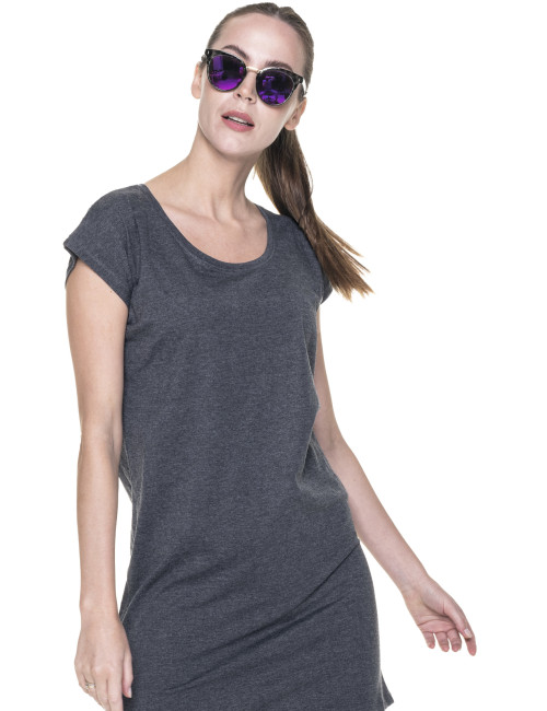 CRIMSON CUT LONGER T-SHIRT Women`s DARK GRAY MELANGE printed logo embroidery