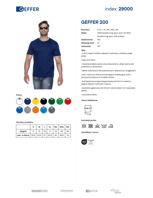 GEFFER Herren-T-Shirt 200 Marineblau mit Aufdruck, Stickerei, Siebdruck, Logo für Unternehmen