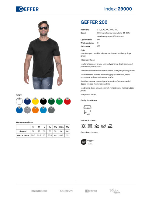 GEFFER Herren T-SHIRT 200 SCHWARZ DTF-Druck, Siebdruck, Stickerei, Firmenlogo