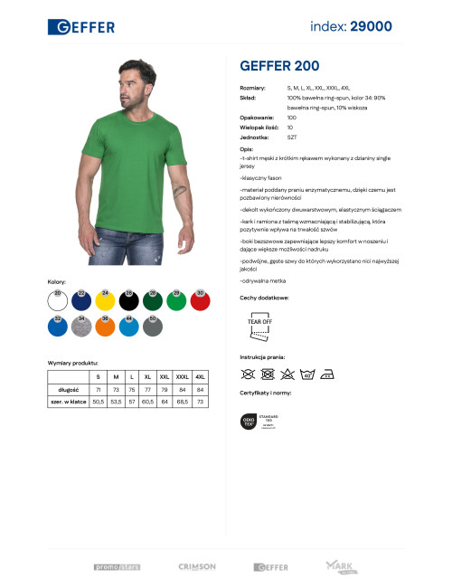 GEFFER HERREN-T-SHIRT 200 GREEN SPRING DTF-Druck, Stickerei, Siebdruck
