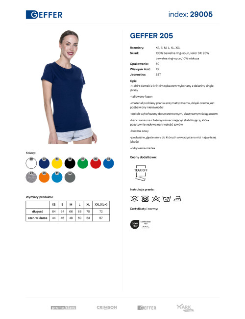 GEFFER DAMEN-T-SHIRT 205 MARINEBLAU DTG-Druck, Siebdruck, Logo-Stickerei