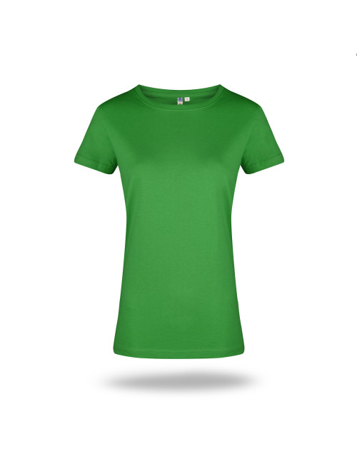 GEFFER DAMEN-T-SHIRT 205 GREEN SPRING mit Siebdruck und Logo-Stickerei