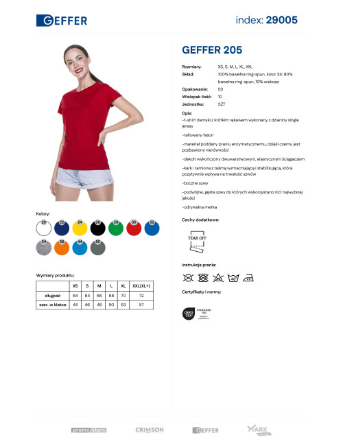 GEFFER DAMEN-T-SHIRT 205 ROT, Aufdruck, Stickerei, Siebdruck, Firmenlogo