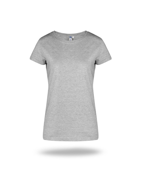 GEFFER DAMEN T-SHIRT 205 HELLGRAU MELANGE Druck Stickerei Siebdruck