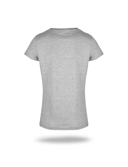 GEFFER DAMEN T-SHIRT 205 HELLGRAU MELANGE Druck Stickerei Siebdruck